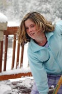 Loren shoveling the first snow...